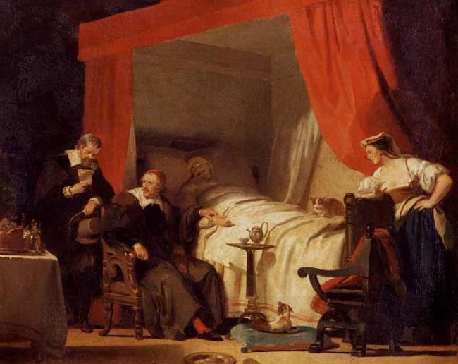 Alexandre-Evariste Fragonard Cardinal Mazarin at the Deathbed of Eustache Le Sueur China oil painting art